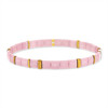 Bracelet élastique perles japonaises MIYUKI en verre émaillé ton rose et doré - vue Vporté 1