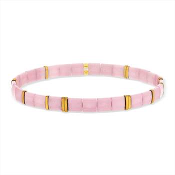 Elastische armband met Japanse MIYUKI-kralen van geëmailleerd glas in roze en goudtinten