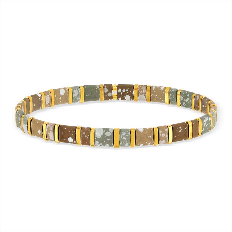 Bracelet élastique perles japonaises MIYUKI en verre émaillé multicolores - vue porté 1