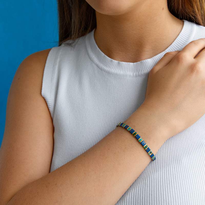 Bracelet élastique perles japonaises MIYUKI en verre émaillé multicolores - vue 1