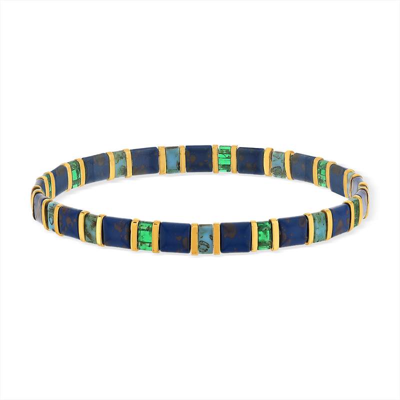 Bracelet élastique perles japonaises MIYUKI en verre émaillé multicolores - vue porté 1