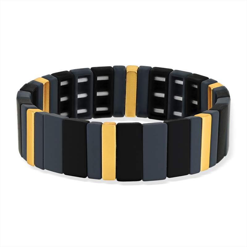 Bracelet élastique métal émaillé multicolore 15 mm - vue 1