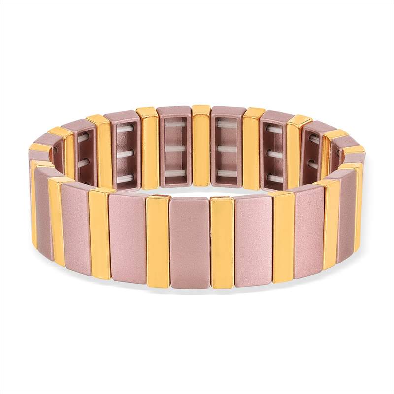 Bracelet élastique métal emaillé multicolore 15 mm - vue 1