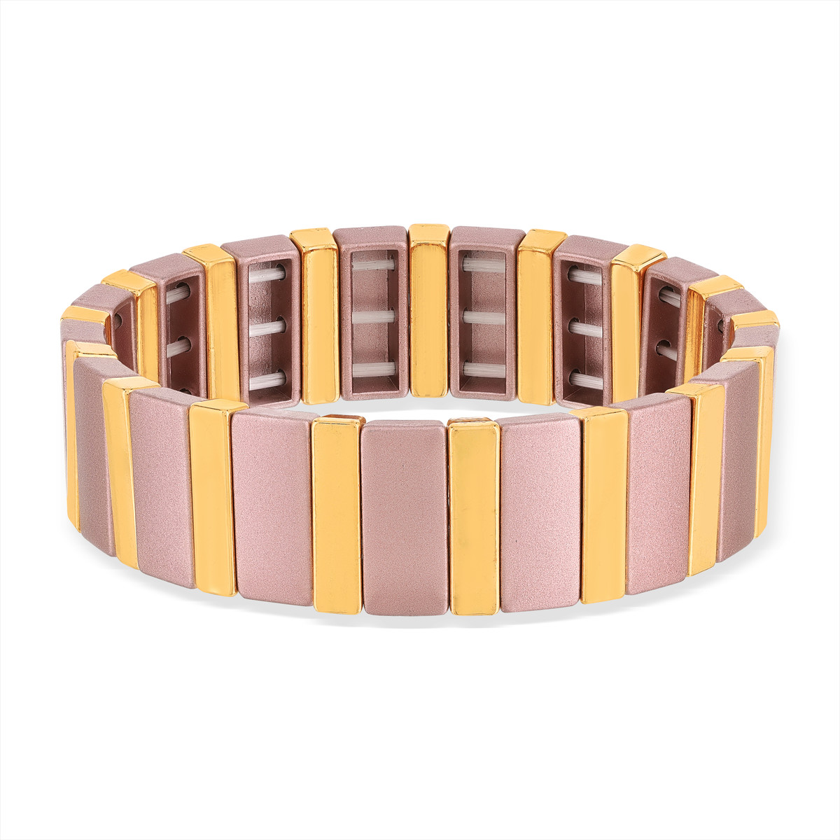 Bracelet élastique métal emaillé multicolore 15 mm - vue porté 1