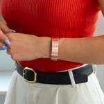 Bracelet élastique métal emaillé multicolore 15 mm - vue porté 1