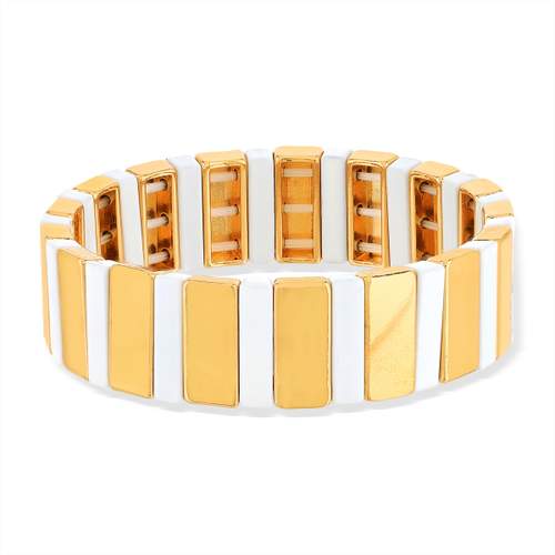 Bracelet élastique métal émaillé multicolore 15 mm