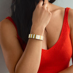 Bracelet élastique métal émaillé multicolore 15 mm - vue porté 1