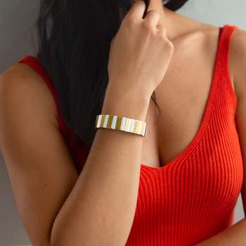 Veelkleurig geëmailleerd metalen elastische armband 15 mm