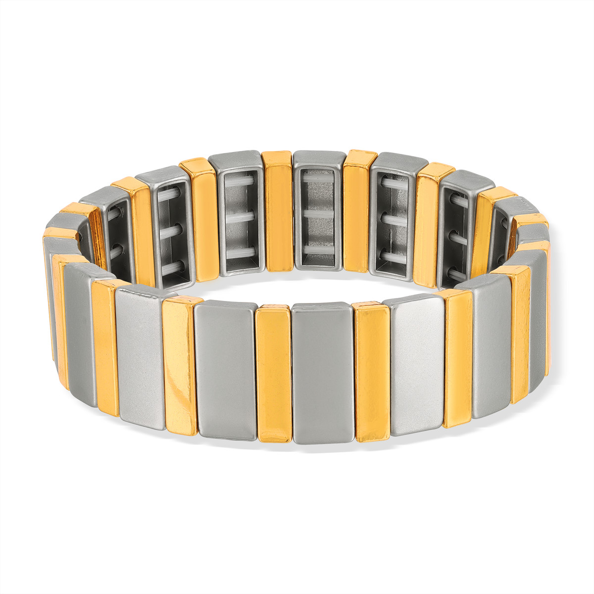 Bracelet élastique métal émaillé multicolore 15 mm - vue porté 1