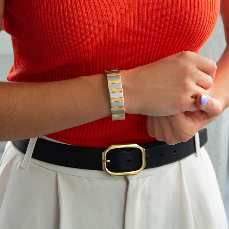 Bracelet élastique métal émaillé multicolore 15 mm - vue porté 1