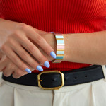 Bracelet élastique métal émaillé multicolore 15 mm - vue porté 1