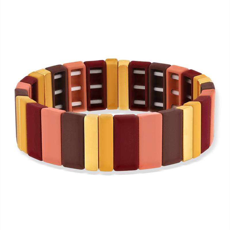 Bracelet élastique métal émaillé multicolore 15 mm - vue 1