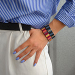 Bracelet élastique métal émaillé multicolore 15 mm - vue porté 2