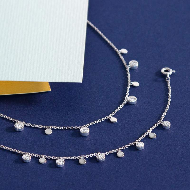 Parure argent 925 collier bracelet pampilles zirconias - vue D1