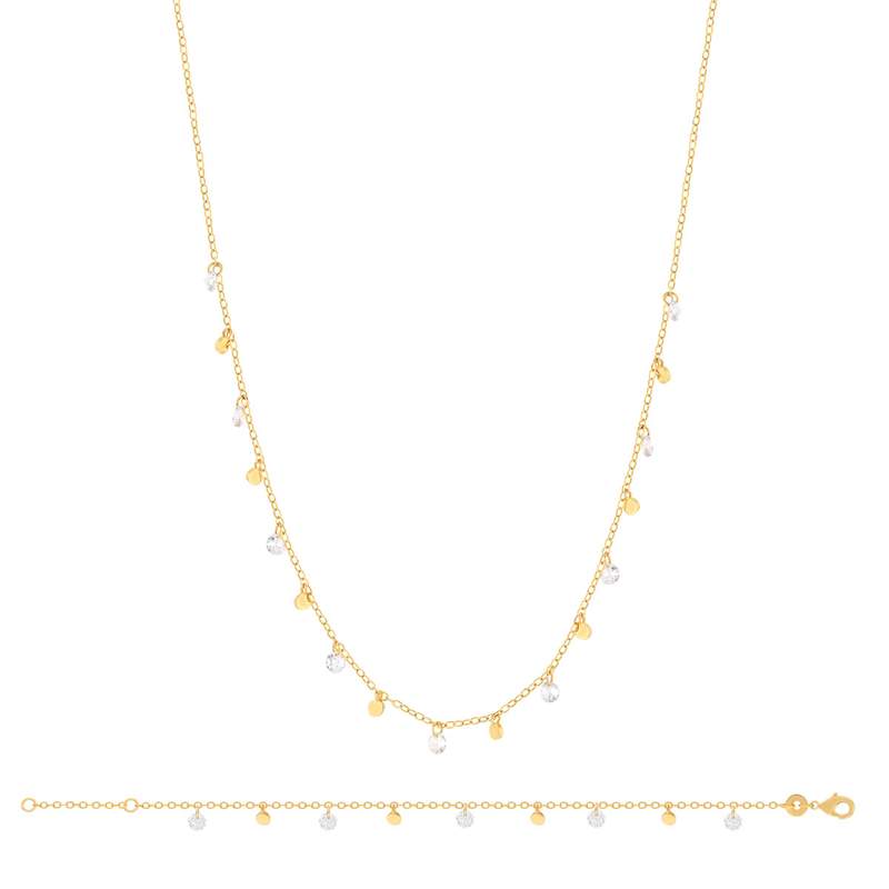 Parure plaqué or collier et bracelet zirconias - vue D2