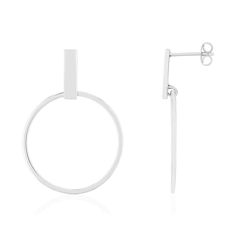 Boucles d'oreilles argent 925 motif barrette et anneau - vue 1