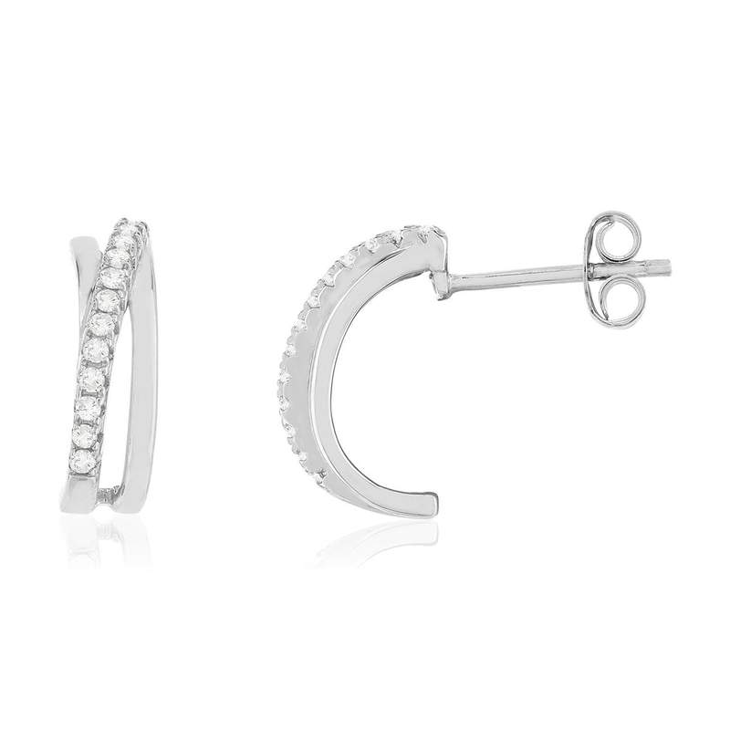 Boucles d'oreilles argent 925 zirconias - vue 1