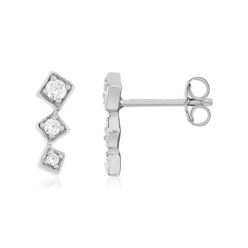 Boucles d'oreilles argent 925 motif carré zirconias