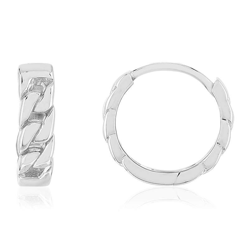 Créoles argent 925 style maille gourmette. - vue 1