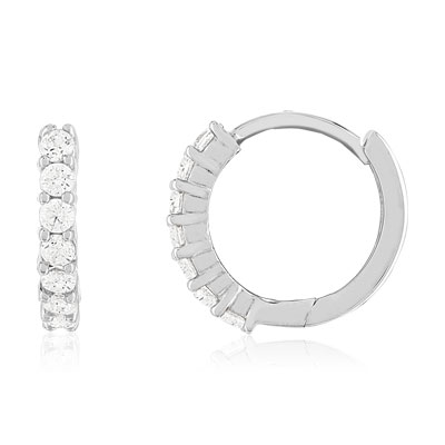 Créoles argent 925 zirconias 15 mm.