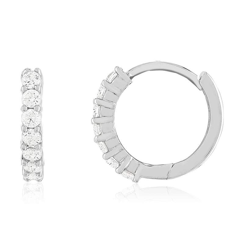 925 zilveren creolen met zirkonia, 15 mm. - afbeelding 1