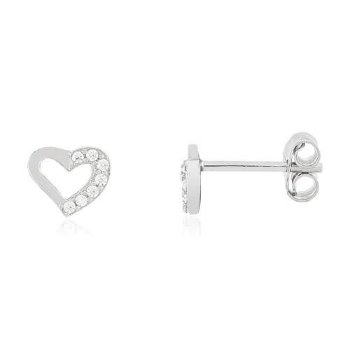 Boucles d'oreilles argent 925 motif coeur zirconias