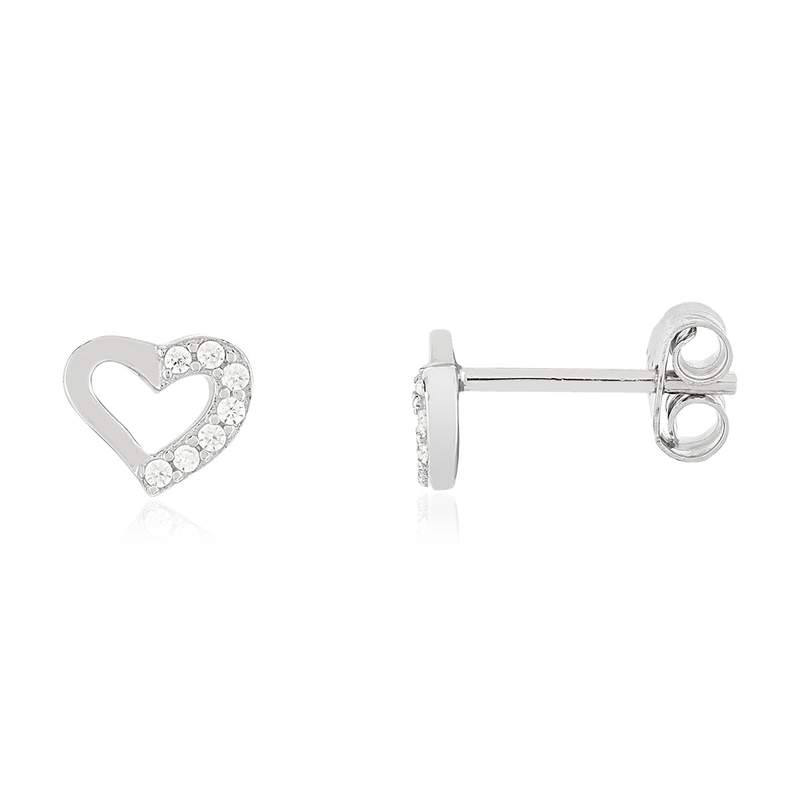 Boucles d'oreilles argent 925 motif coeur zirconias - vue 1