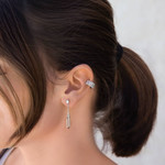 Oorclip (earcuff) van 925 zilver in kettingstijl, per stuk verkocht – draagfoto 1