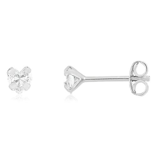 Boucles d'oreilles argent 925 zirconias en forme de coeur.