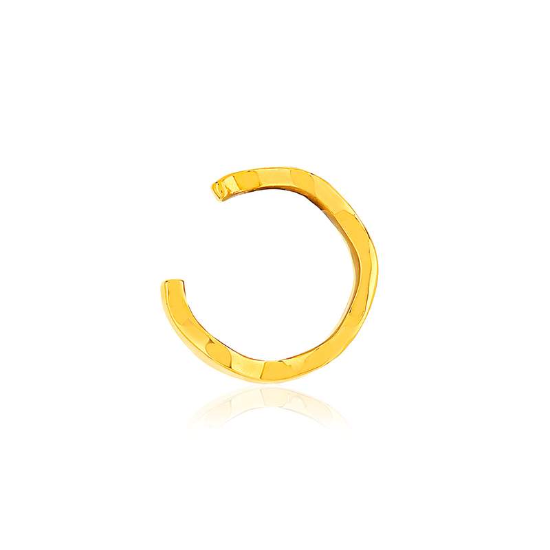 Clip d'oreille earcuff plaqué or jaune, effet ondulé vendu à l'unité. - vue 1