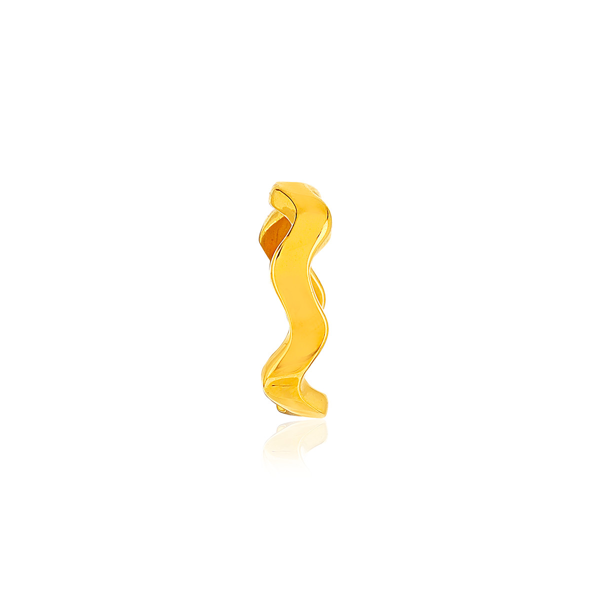 Clip d'oreille earcuff plaqué or jaune, effet ondulé vendu à l'unité. - vue 2
