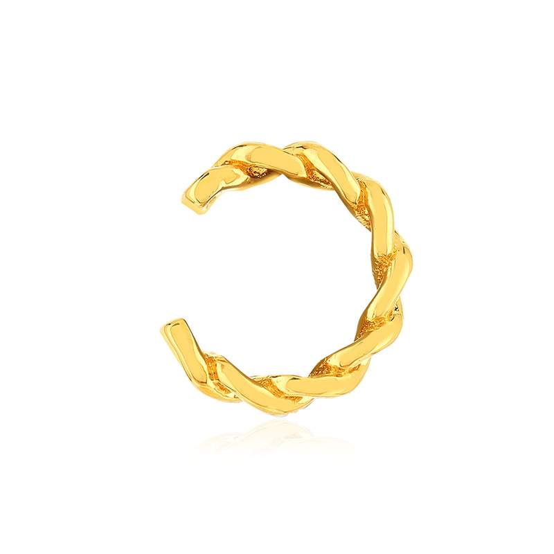 Clip d'oreille earcuff plaqué or jaune, style tressé vendu à l'unité. - vue 1