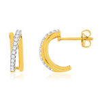 Boucles d'oreilles plaqué or jaune zirconias. - vue 1