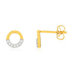 Boucles d'oreilles plaqué or jaune, motif anneau zirconias. - vue 1