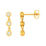 Boucles d'oreilles pendants plaqué or jaune, zirconias. - vue 1