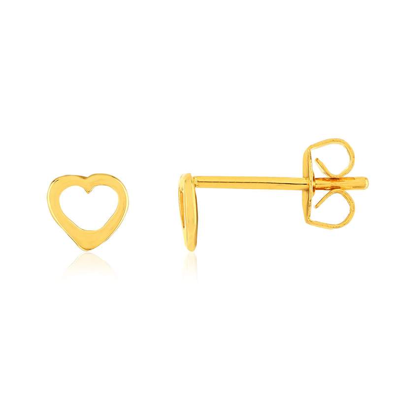 Boucles d'oreilles plaqué or jaune motif coeur. - vue 1