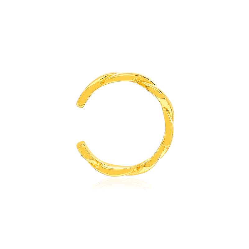 Clip d'oreille plaqué or jaune, style tressé. - vue 1