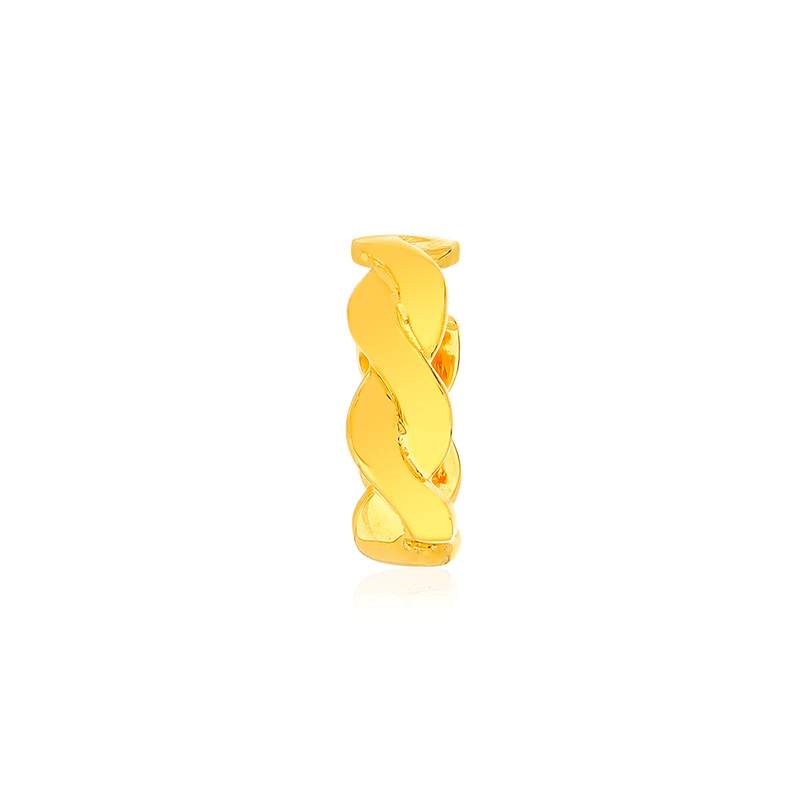 Clip d'oreille plaqué or jaune, style tressé. - vue 2