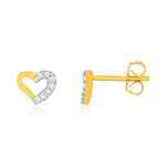 Boucles d'oreilles plaqué or jaune, zirconias, motif coeur. - vue 1
