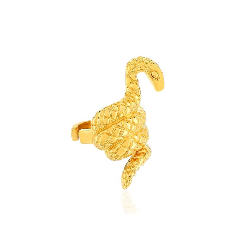 Clip d'oreille earcuff plaqué or jaune, motif serpent vendu à l'unité - vue 1