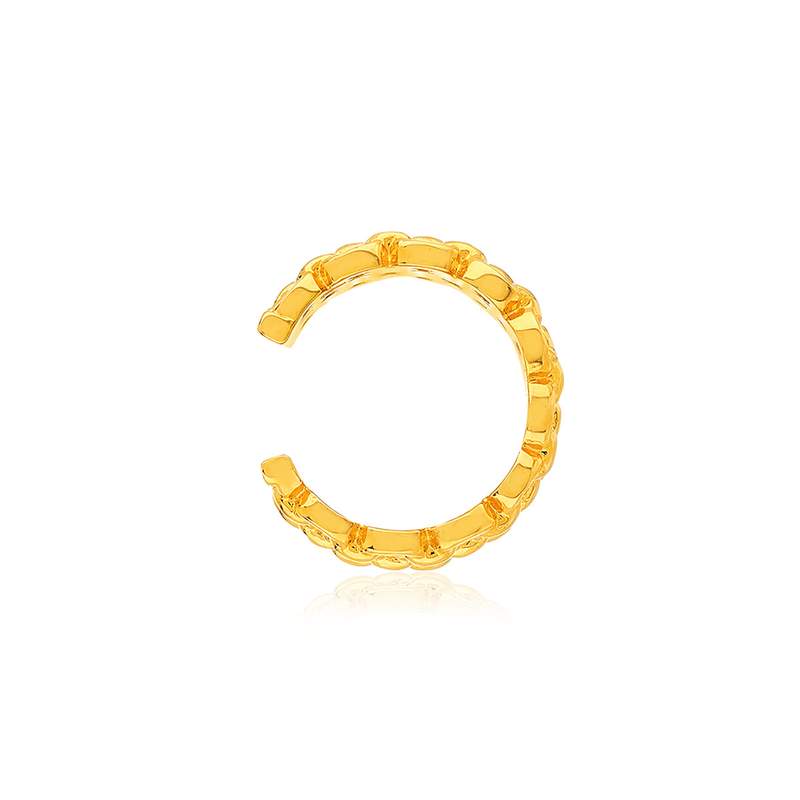 Clip d'oreille earcuff plaqué or jaune, style chainage vendu à l'unité. - vue 1