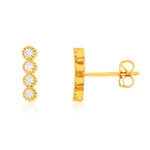 Boucles d'oreilles plaqué or jaune zirconias, motif rond. - vue 1