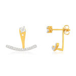 Boucles d'oreilles sous lobe plaqué or 2 tons zirconias. - vue 1