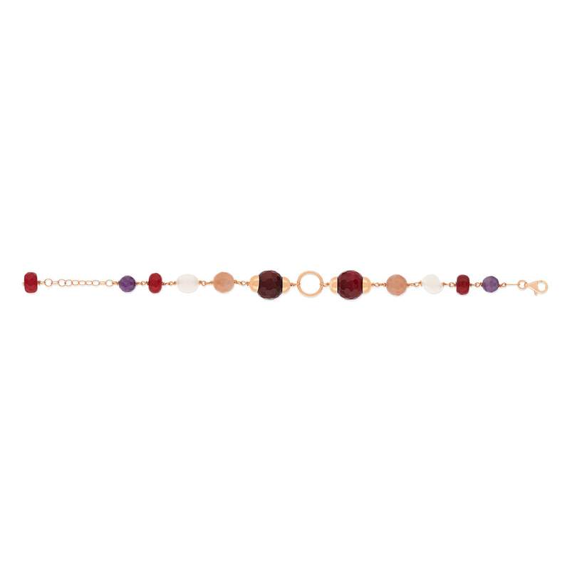Bracelet argent 925 rose pierres ornementales 20 à 23 cm - vue 1