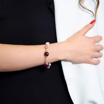 Silver bracelet 925 pink ornamental stones 20 to 23 cm