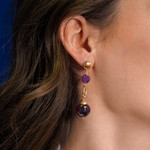 Boucles d'oreilles pendants argent 925 rose pierres ornementales - vue porté 1