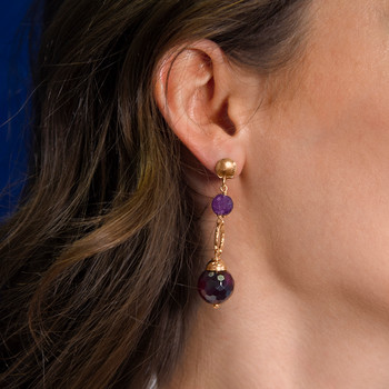 Boucles d'oreilles pendants argent 925 rose pierres ornementales