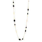 Sautoir argent 925 rose, onyx et agates grises 100 cm - vue 2