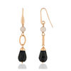 Boucles d'oreilles pendants argent 925 rose onyx et agates grises - vue V1