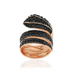 Bague argent 925 rose et ruthénium noir, zirconias - vue 1